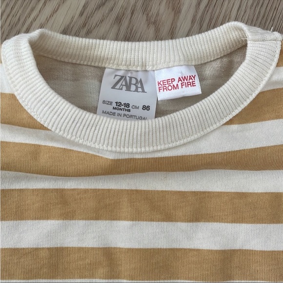 Pre Owned Zara Girls Striped Dolman Puff Sleeve Tee Sz 12-18 Months - Picture 5 of 6